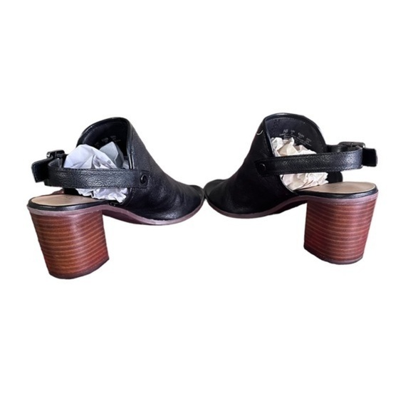 Franco Sarto Black Leather Humour Block Heel Sandal - Picture 3 of 7